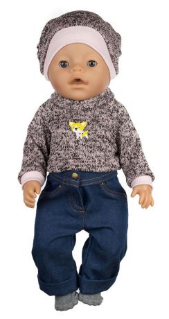 Одежда для кукол КуклаПупс "Свитер, джинсы, носочки, шапка", 3666430