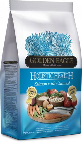 Корм сухой Golden Eagle Holistic Dog Adult Salmon&Oatmeal, для взрослых собак, на основе лосося с овсянкой, 12 кг
