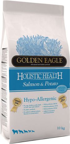 Корм сухой Golden Eagle Holistic Dog Adult Hypo-Allergenic Salmone&Potato, для взрослых собак, на основе лосося и картофеля, 10 кг