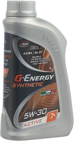 Моторное масло G-Energy Synthetic Active, 253142404, синтетическое, 5W-30, API SL/CF, ACEA A3/B4, 1 л