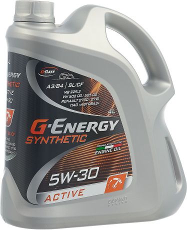 Моторное масло G-Energy Synthetic Active, 253142405, синтетическое, 5W-30, API SL/CF, ACEA A3/B4, 4 л
