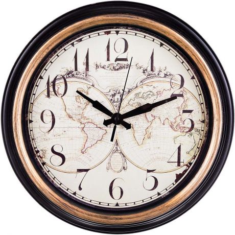 Часы настенные Lefard World map, 220-283, коричневый, диаметр 36 см