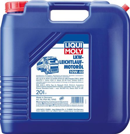 Моторное масло Liqui Moly LKW-Leichtlauf-Motoroil Basic, НС-синтетическое, 4743, 20 л