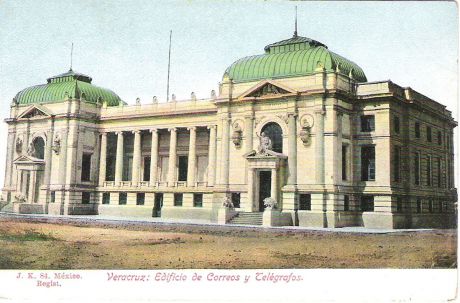 Почтовая открытка "Verazcruz: Edificio de Correos y Telegrafos. #84". Мексика, начало ХХ века