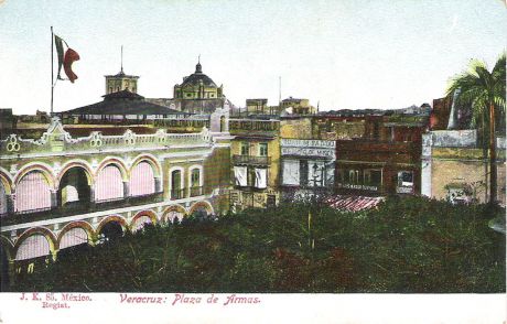 Почтовая открытка "Verazcruz: Plaza de Armas. #85". Мексика, начало ХХ века