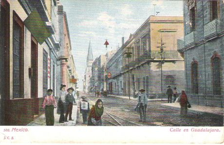 Почтовая открытка "Calle en Guadalajara. #588". Мексика, начало ХХ века