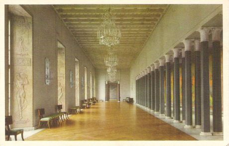 Почтовая открытка "City Hall, Stockholm. The "Grand Gallery". Швеция, середина ХХ века