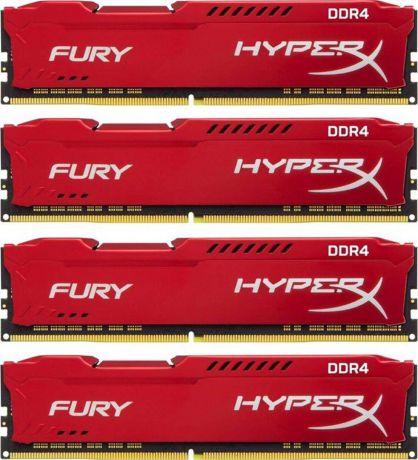 Комплект модулей оперативной памяти Kingston HyperX Fury DDR4 DIMM, 64GB (4х16GB), 2933MHz, CL17, HX429C17FRK4/64, red