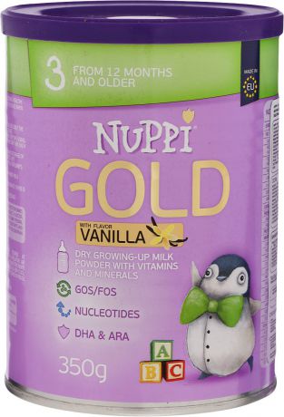 Молочная смесь Nuppi "Голд 3", со вкусом ванили, в жестяной банке, 350 г