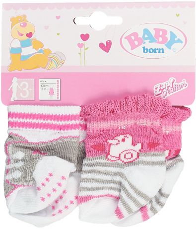 Одежда для кукол Baby Born "Носочки", 823-576, белый, розовый, серый, 2 пары
