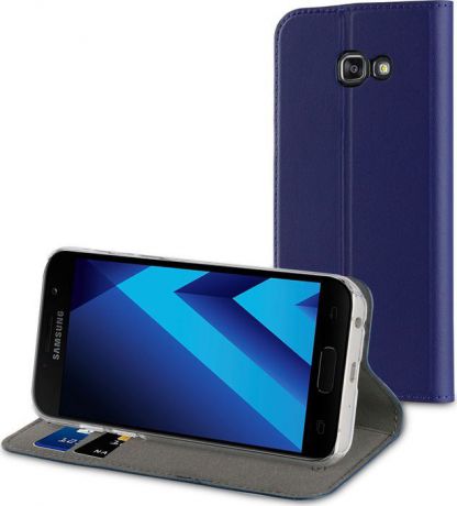 Чехол для сотового телефона Muvit Folio Stand Case для Samsung Galaxy A3 (2017), MUFLS0083, синий