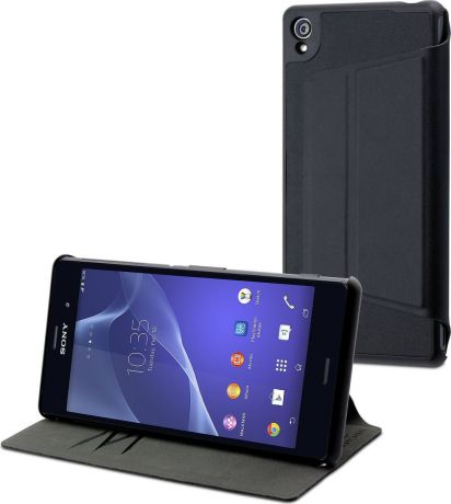 Чехол для сотового телефона Muvit MFX Stand Folio для Sony Xperia Z3, SESLI0130, черный
