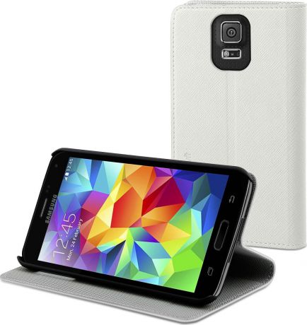 Чехол для сотового телефона Muvit Slim Folio Stand Case для Samsung Galaxy S5 бел,, MUSNS0047, белый