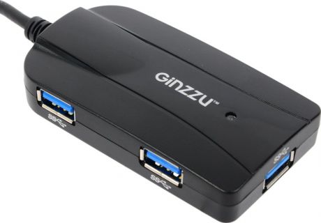 Картридер Ginzzu GR-317UB USB 3.0, SD/SDXC/SDHC/MMC и microSD/ microSDXC/ microSDHС + 3-х портовый USB 3.0 концентратор, интерф. кабель 16см, черный