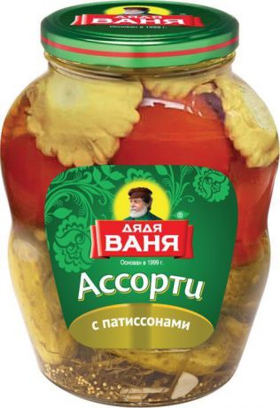 Овощи консервированные Дядя Ваня "Ассорти: огурцы, томаты, патиссоны", 1,8 кг