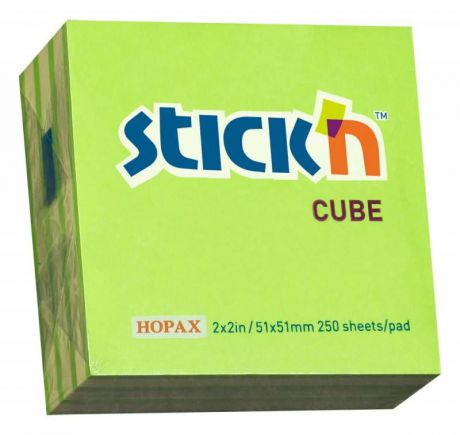 Блок самоклеящийся Stick`n, бумажный, 51x51мм, 250 листов. 21339