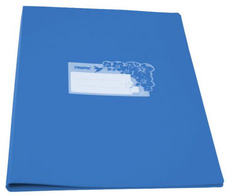 Папка Бюрократ Tropic, металлический зажим, пластик, 0.7 мм, цвет: голубой, A4