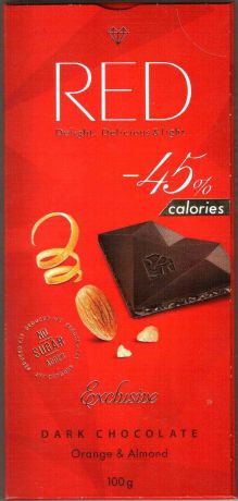 Темный шоколад Red "Апельсин и миндаль", ицж, 50%, 100 г
