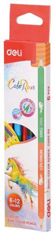 Набор цветных карандашей Deli EC00500 ColoRun, 1027253, 6 шт, 12 цветов