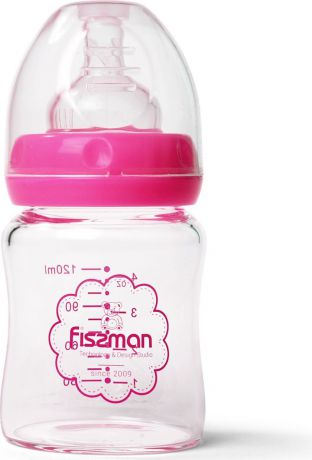 Бутылочка для кормления Fissman, с широким горлышком, 9167, розовый, 120 мл