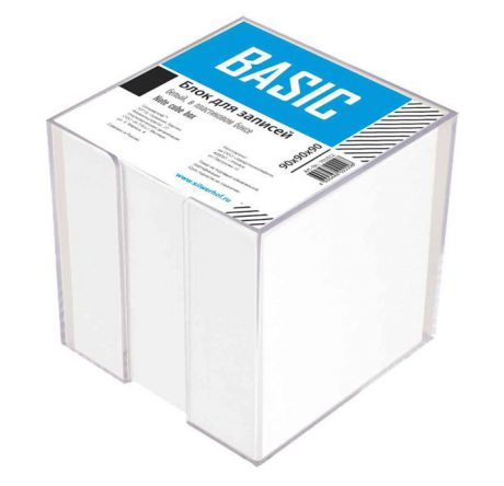 Блок для записей "Basic", белый, в пластиковом боксе, 9 см x 9 см