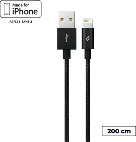 Кабель TTEC Alumi XL Apple Lightning - USB 2 м, 2DKM03S, черный