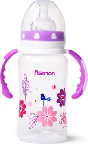 Бутылочка для кормления Fissman, с широким горлышком и ручками, 6898, фиолетовый, 300 мл