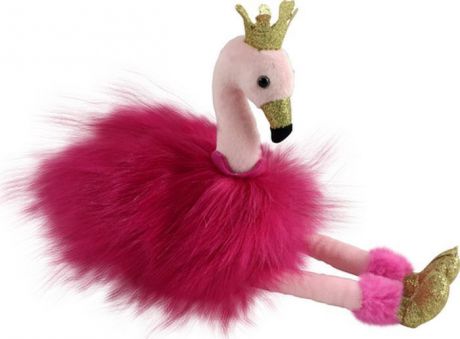 Мягкая игрушка ABtoys "Фламинго с золотыми лапками и клювом", M094, розовый, 25 см