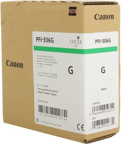 Картридж Canon PFI-306 G для плоттера iPF8400/9400. Зеленый. 330 мл.