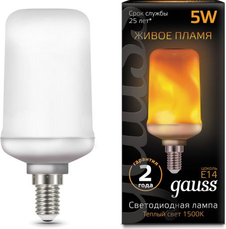 Лампочка Gauss Black Flame LED, T65, E14, 5W. 157401105