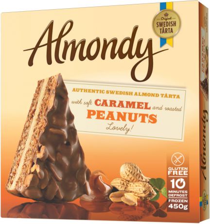 Торт Almondy Caramel & Peanuts, миндальный, без глютена, замороженный, 450 г