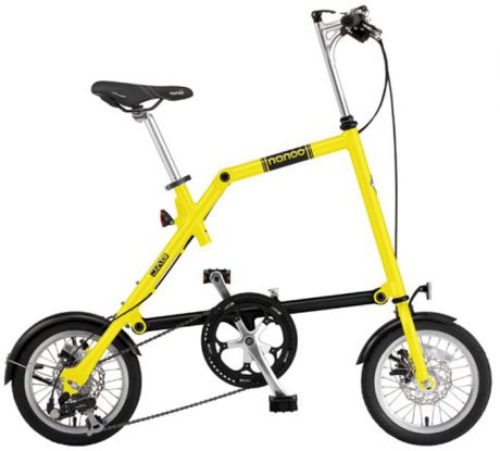 Велосипед складной "Nanoo-148", 8 скоростей, цвет: желтый