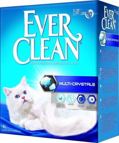 Наполнитель для кошачьего туалета Ever Clean "Multi-Crystals", комкующийся, с кристаллами, 6 л