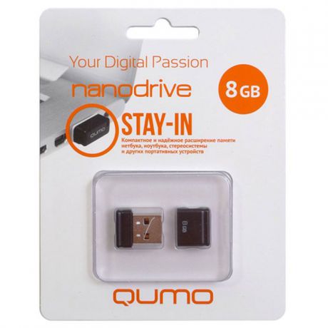 QUMO Nano 8GB, Black USB-накопитель