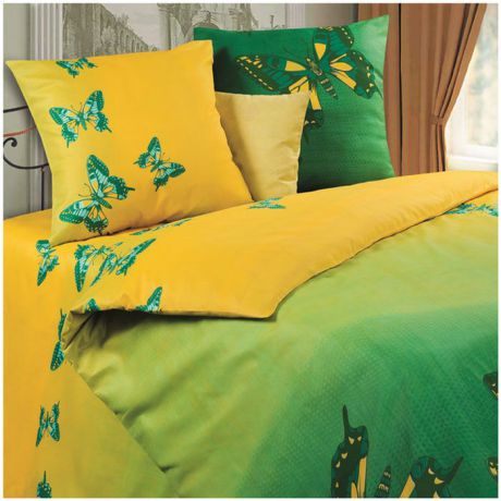 Комплект белья Diana P&W "Мгновение", 2-спальный, наволочки 70х70, цвет: зеленый, салатовый, желтый