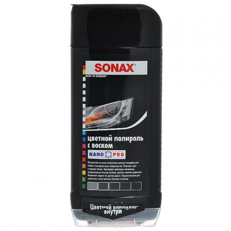 Цветной полироль "Sonax", цвет: черный, воск + карандаш, 500 мл