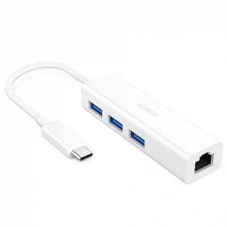 USB-концентратор AUKEY USB-C to 3-USB 3.0 with Gigabit Ethernet,CB-C17, белый