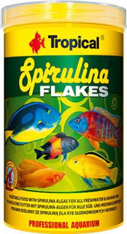 Корм для рыб Tropical Spirulina Flakes, растительный, с добавкой водорослей, хлопья, 50 г
