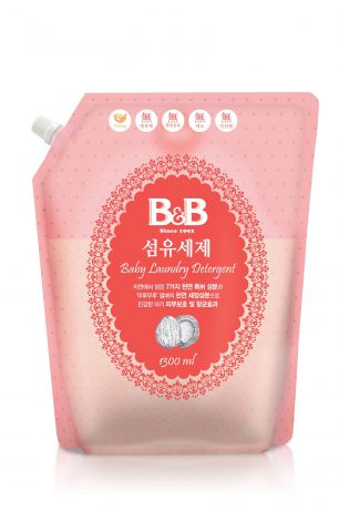 Жидкое средство для стирки B&B Гель для стирки детского белья с первых дней жизни. 86 стирок! Корея, прозрачный, 1300 мл.