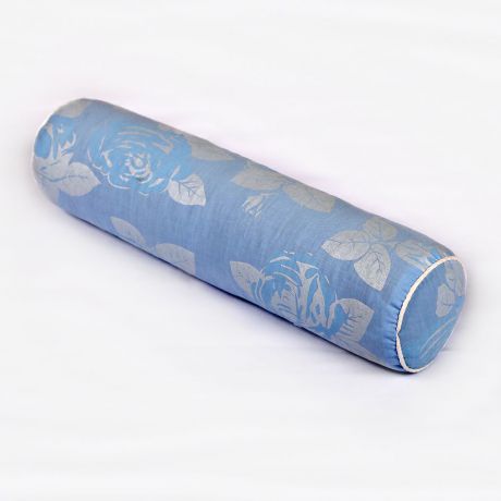 Подушка-валик Bio-Textiles, со съемной наволочкой, лузга гречихи, F573, голубой, 40 х 10 х 10 см