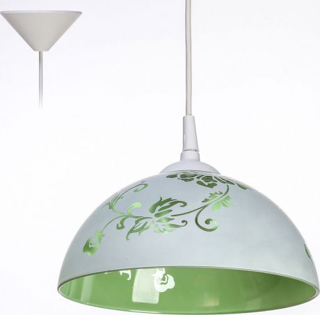 Подвесной светильник Колпак Рочелл, E27, 40W, 2492579, белый, зеленый, 25 х 25 х 11,5 см