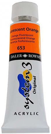 Daler Rowney Краска акриловая System 3 цвет флуоресцентный оранжевый 59 мл