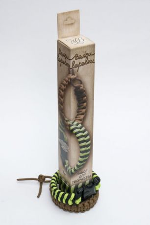 Набор для вязания Моя выдумка "Вяжи веревки" Змейка салатово черная