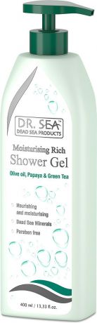 Гель для душа Dr. Sea, с маслом оливы, папайей, зеленым чаем и минералами Мертвого моря, для всех типов кожи, 400 мл