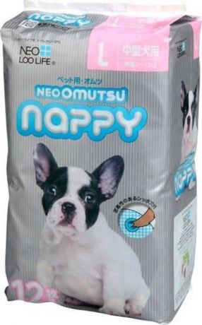 Подгузники для животных Neoomutsu Nappy, 209322, 7-12 кг, размер L, 12 шт