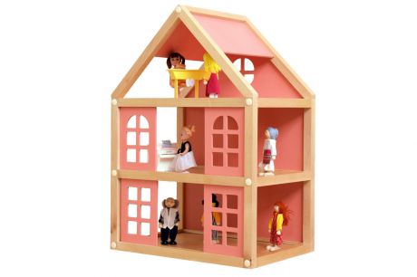 Дом для кукол Мишка Кострома Набор для конструирования 3 этажа розовый