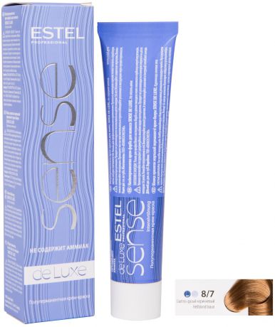 Краска для волос ESTEL PROFESSIONAL 8/7 крем-краска SENSE DE LUXE для окрашивания волос, светло-русый коричневый 60 мл