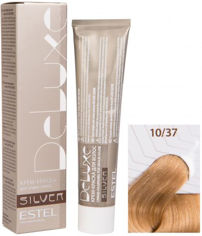 Краска для волос ESTEL PROFESSIONAL 10/37 краска-уход DE LUXE SILVER для окрашивания волос, светлый блондин золотисто-коричневый для 100% седины 60 мл