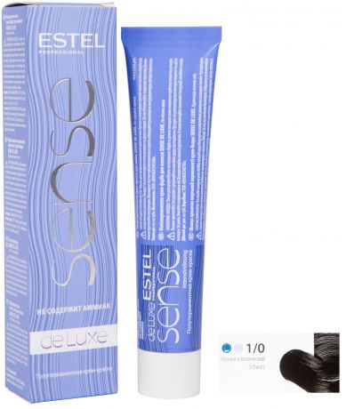 Краска для волос ESTEL PROFESSIONAL 1/0 крем-краска SENSE DE LUXE для окрашивания волос, черный классический 60 мл
