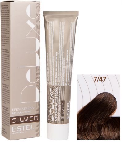 Краска для волос ESTEL PROFESSIONAL 7/47 краска-уход DE LUXE SILVER для окрашивания волос, русый медно-коричневый 60 мл